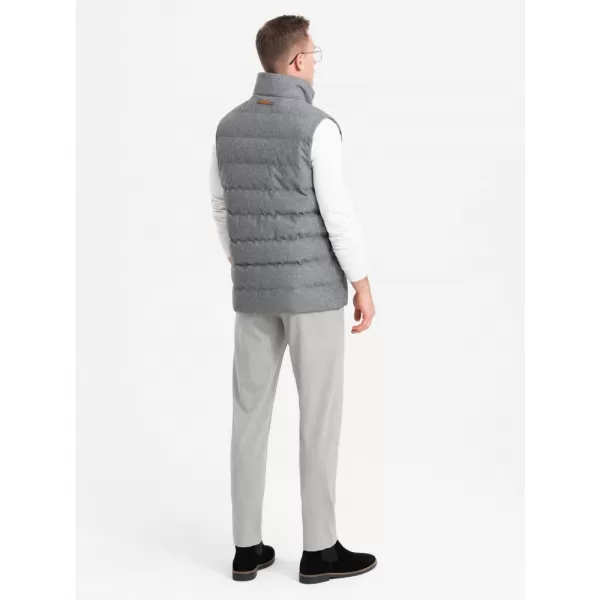  Pánská vesta OMBRE OM-JAVJ-0200 GREY MELANGE 