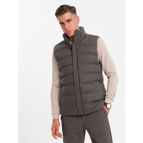  Pánská vesta OMBRE OM-JAVJ-0200 OLIVE MELANGE 