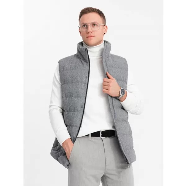  Pánská vesta OMBRE OM-JAVJ-0200 GREY MELANGE 