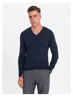 Pánský svetr OMBRE OM-SWBS-0107 NAVY BLUE