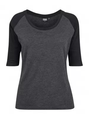Dámské triko URBAN CLASSICS TB733 CHARCOAL/BLACK