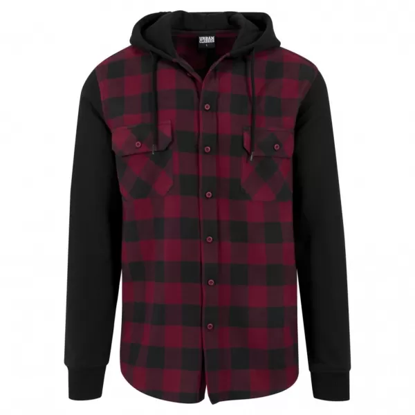  Pánská košile URBAN CLASSICS TB513 BLACK/BURGUNDY/BLACK 