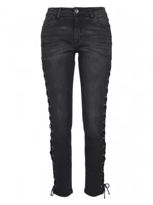 Dámské kalhoty URBAN CLASSICS TB2003 BLACK WASHED