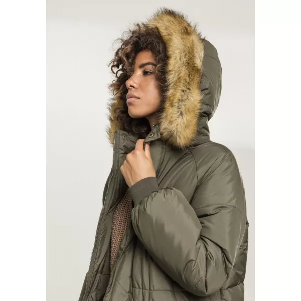  Dámský kabát URBAN CLASSICS TB2382 DARK OLIVE/BEIGE 
