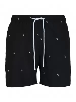 Pánské kraťasy URBAN CLASSICS TB2680 BLACK/PALM TREE