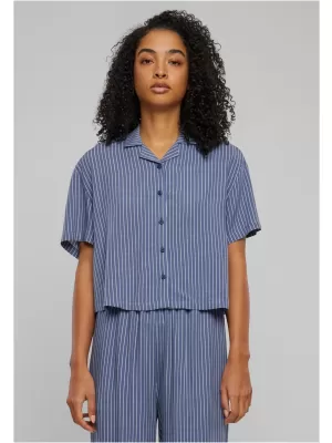 Dámská košile URBAN CLASSICS TB4365 VINTAGE BLUE PIN STRIPE