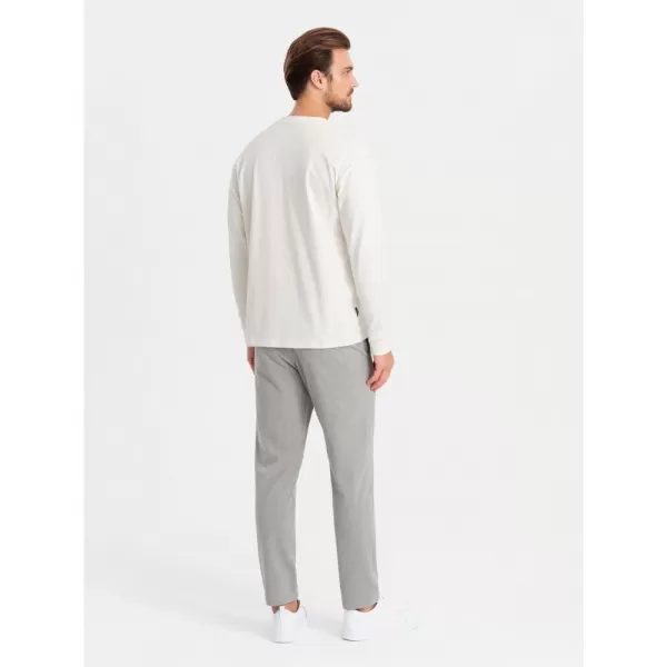  Pánské triko OMBRE OM-LSBC-0129 CREAM 