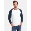 Pánské triko OMBRE OM-LSCL-0105 WHITE AND NAVY