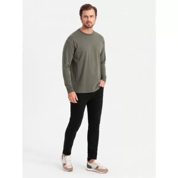  Pánské triko OMBRE OM-LSBC-0129 GRAY-GREEN 