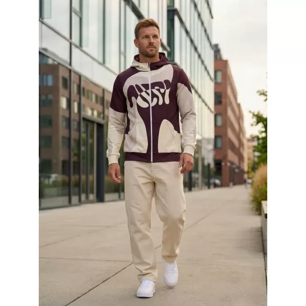  Pánská mikina na zip premium ALTISPORT VOJ/ALM056MI02 BÉŽOVÁ/RUDÁ 