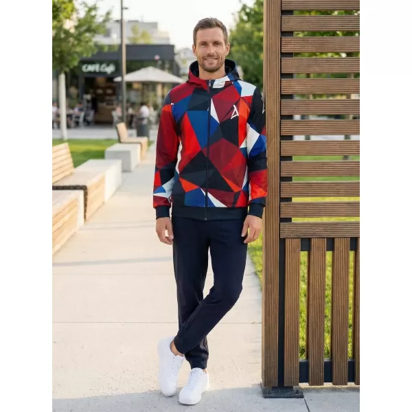  Pánská mikina na zip premium ALTISPORT VOJ/ALM007MI02 NÁMOŘNÍ MODRÁ/ČERVENÁ 