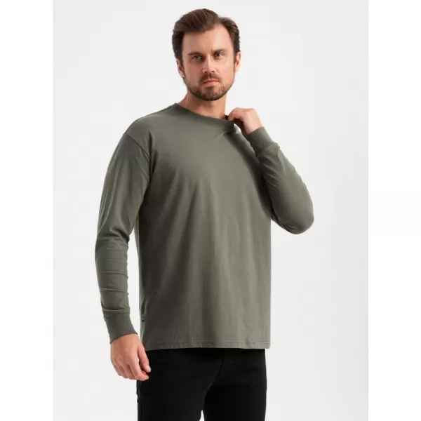  Pánské triko OMBRE OM-LSBC-0129 GRAY-GREEN 