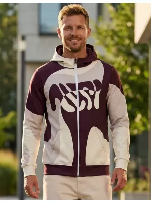 Pánská mikina na zip premium ALTISPORT VOJ/ALM056MI02 BÉŽOVÁ/RUDÁ