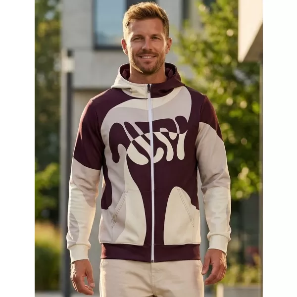  Pánská mikina na zip premium ALTISPORT VOJ/ALM056MI02 BÉŽOVÁ/RUDÁ 
