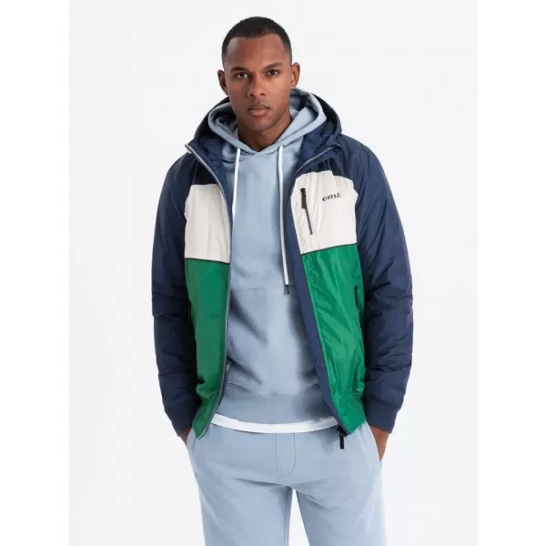  Pánská bunda OMBRE C447 GREEN/WHITE/NAVY BLUE 