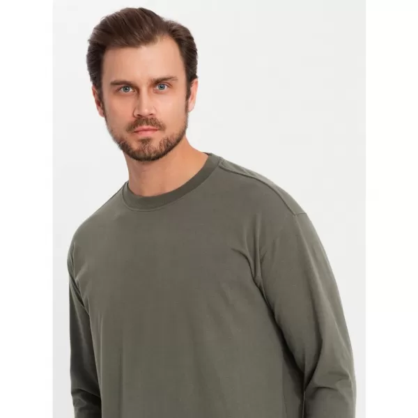  Pánské triko OMBRE OM-LSBC-0129 GRAY-GREEN 