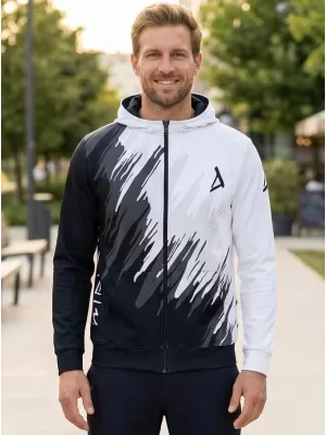 Pánská mikina na zip premium ALTISPORT VOJ/ALM006MI02 ČERNOBÍLÁ