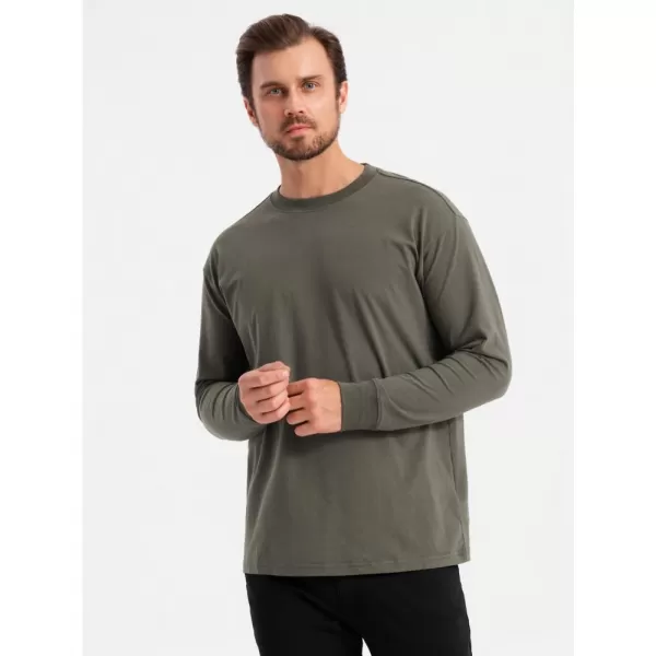  Pánské triko OMBRE OM-LSBC-0129 GRAY-GREEN 