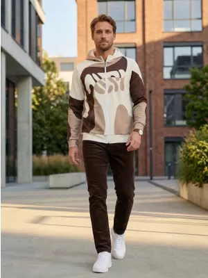 Pánská mikina na zip premium ALTISPORT VOJ/ALM056MI02 HNĚDÁ