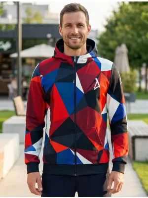 Pánská mikina na zip premium ALTISPORT VOJ/ALM007MI02 NÁMOŘNÍ MODRÁ/ČERVENÁ