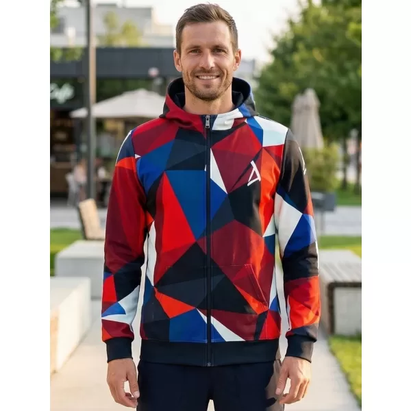  Pánská mikina na zip premium ALTISPORT VOJ/ALM007MI02 NÁMOŘNÍ MODRÁ/ČERVENÁ 