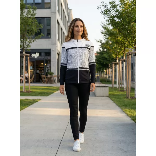  Dámská mikina na zip premium ALTISPORT VOJ/ALW023MI02 ČERNOBÍLÁ 