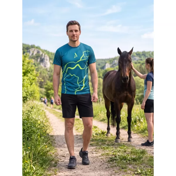  Pánské funkční triko premium ALTISPORT VOJ/ALM073TR01 NAVY-FLUO YELLOW 