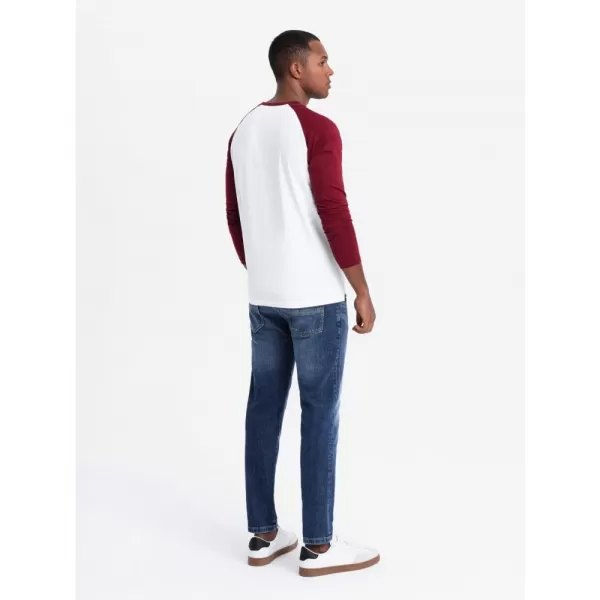  Pánské triko OMBRE OM-LSCL-0105 WHITE AND MAROON 