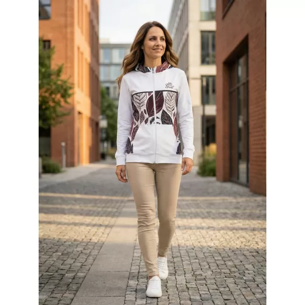  Dámská mikina na zip premium ALTISPORT VOJ/ALW061MI02 BÍLÁ/VÍNOVÁ 