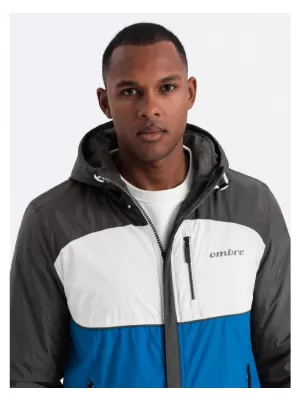 Pánská bunda OMBRE C447 BLUE/WHITE/NAVY BLUE