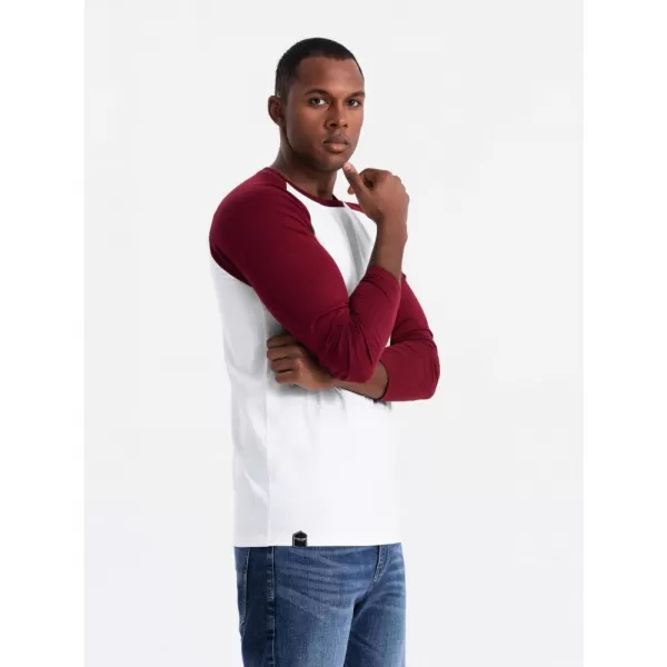  Pánské triko OMBRE OM-LSCL-0105 WHITE AND MAROON 
