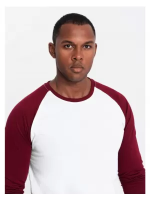 Pánské triko OMBRE OM-LSCL-0105 WHITE AND MAROON