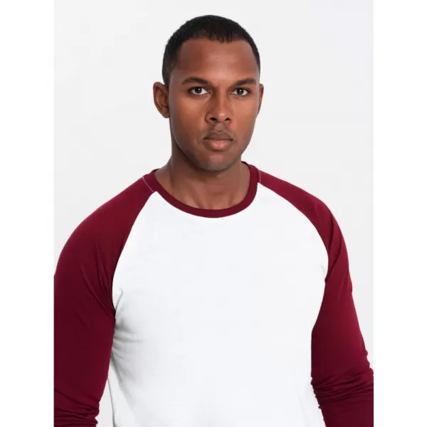  Pánské triko OMBRE OM-LSCL-0105 WHITE AND MAROON 