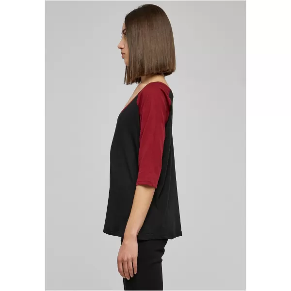  Dámské triko URBAN CLASSICS TB733 BLACK/BURGUNDY 