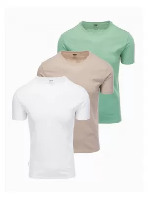 Pánská košile OMBRE OM-TSBS-0232 GRAY-GREEN/WHITE/BEIGE