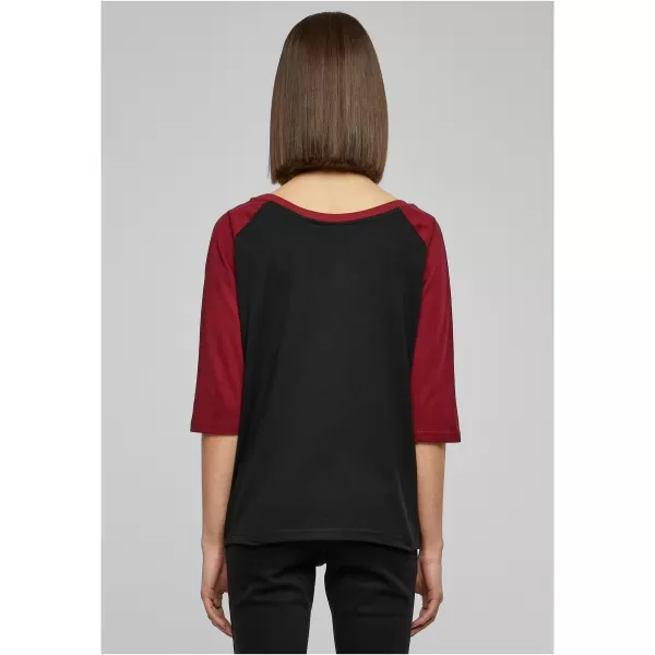  Dámské triko URBAN CLASSICS TB733 BLACK/BURGUNDY 
