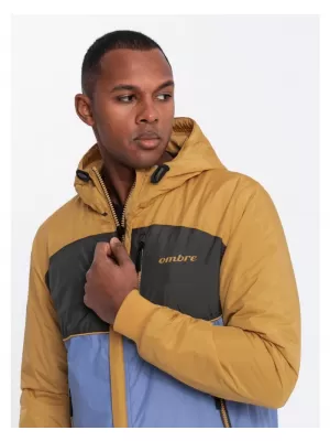 Pánská bunda OMBRE C447 BLUE/DARK GREY/MUSTARD