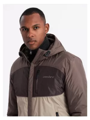 Pánská bunda OMBRE C447 BEIGE/BROWN