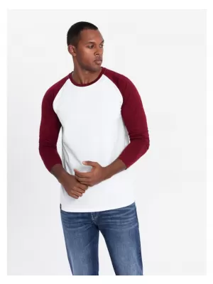 Pánské triko OMBRE OM-LSCL-0105 WHITE AND MAROON