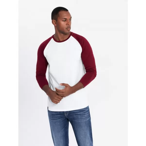  Pánské triko OMBRE OM-LSCL-0105 WHITE AND MAROON 