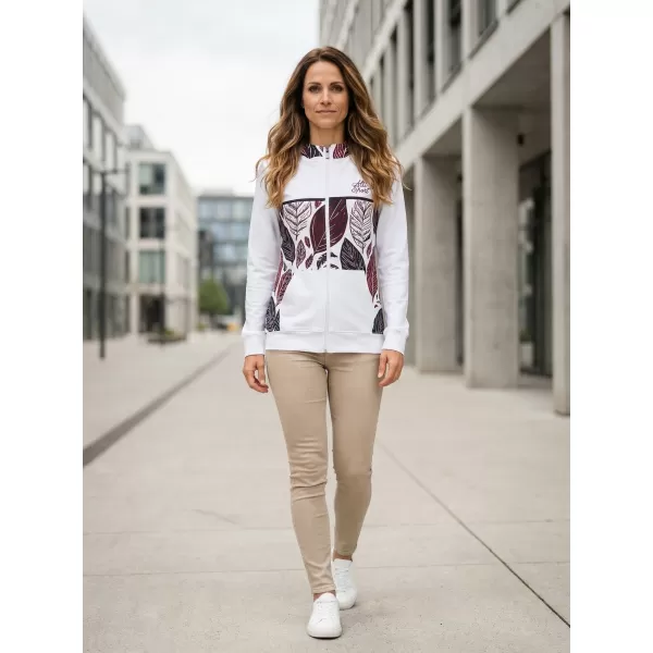  Dámská mikina na zip premium ALTISPORT VOJ/ALW061MI02 BÍLÁ/VÍNOVÁ 