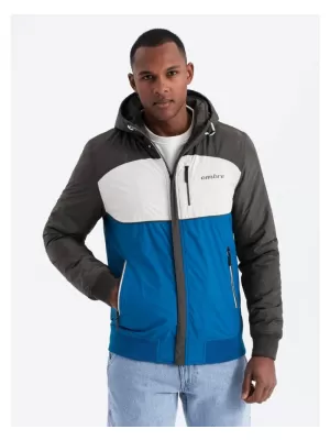 Pánská bunda OMBRE C447 BLUE/WHITE/NAVY BLUE