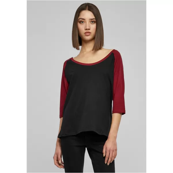  Dámské triko URBAN CLASSICS TB733 BLACK/BURGUNDY 