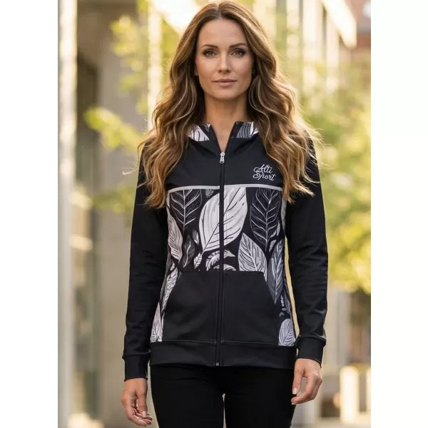  Dámská mikina na zip premium ALTISPORT VOJ/ALW061MI02 ČERNOBÍLÁ 