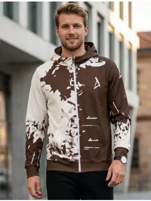 Pánská mikina na zip premium ALTISPORT VOJ/ALM057MI02 HNĚDÁ
