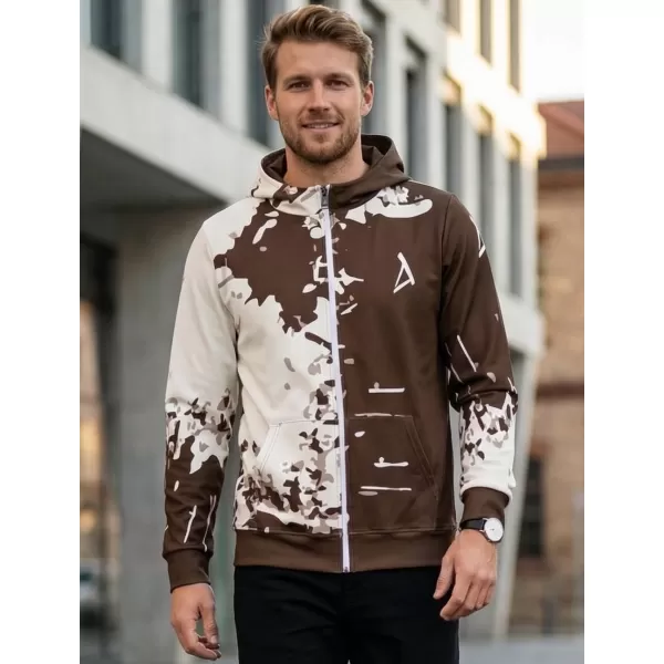  Pánská mikina na zip premium ALTISPORT VOJ/ALM057MI02 HNĚDÁ 