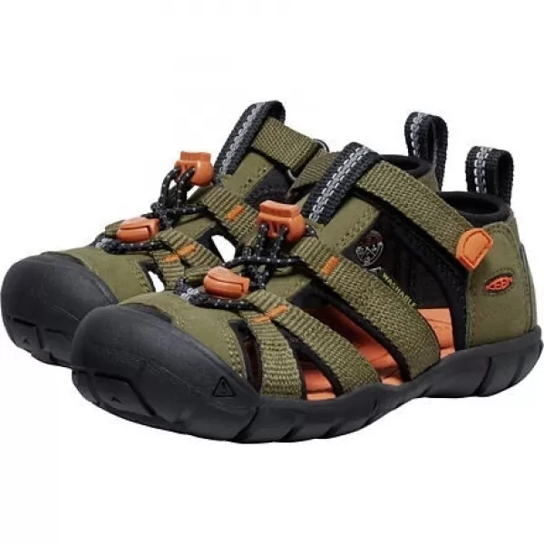  Dětské sandály KEEN SEACAMP II CNX DARK OLIVE/GOLD FLAME 