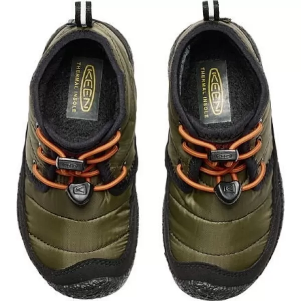  Dětské boty KEEN HOWSER II CHUKKA WP DARK OLIVE/GOLD FLAME 