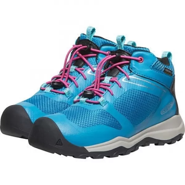  Dětské boty KEEN WANDURO MID WP YOUTH FJORD BLUE/FUCHSIA PURPLE 