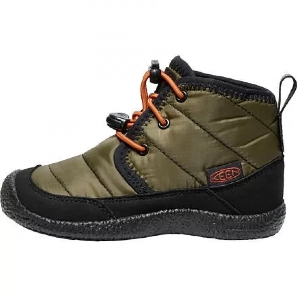  Dětské boty KEEN HOWSER II CHUKKA WP DARK OLIVE/GOLD FLAME 